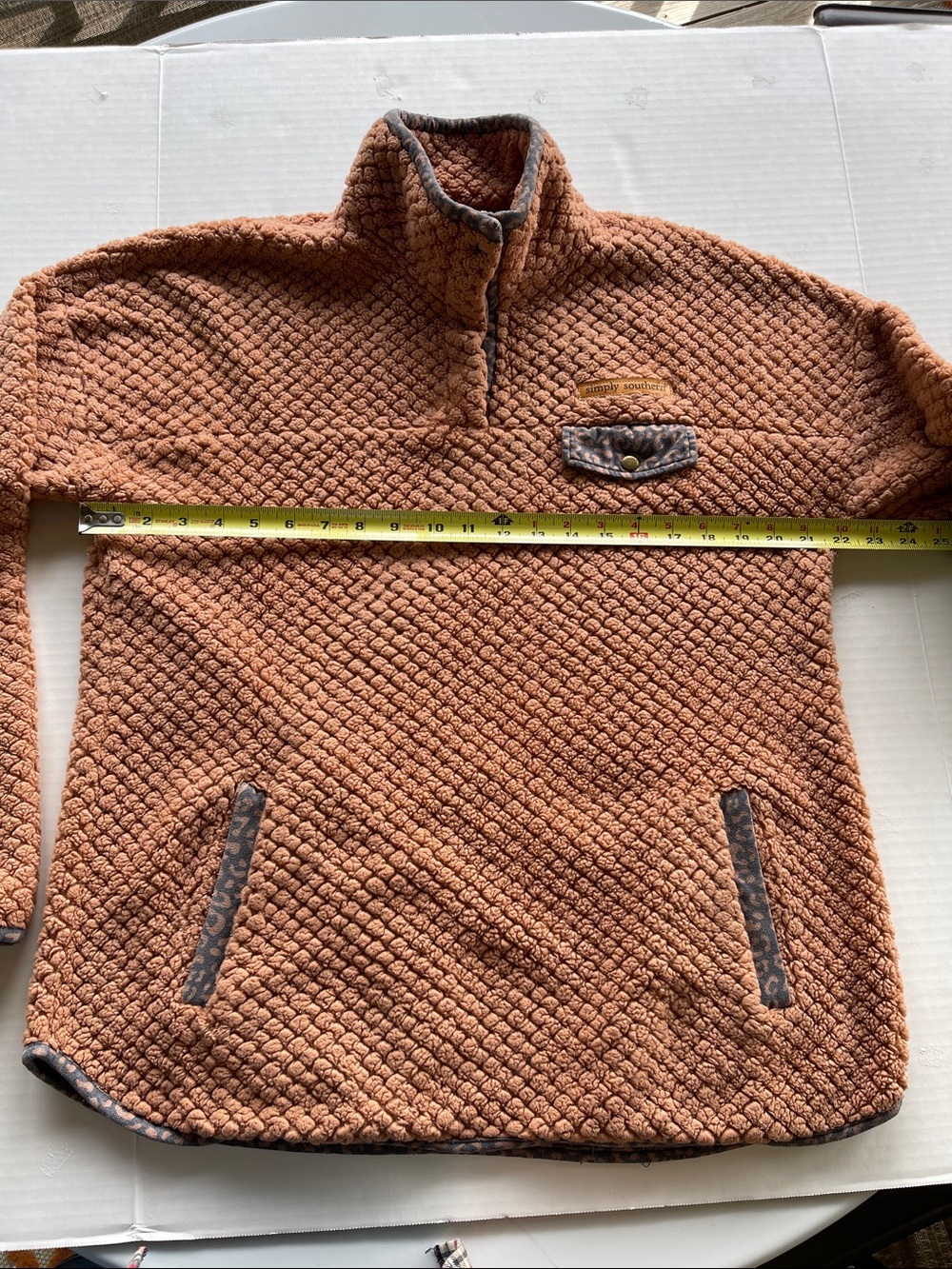 Simply Southern Rust Textured Zip Pullover - Picture 6 of 11